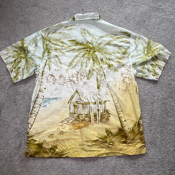 Walt Disney Land Mens Large Hawaiian Shirt Button Parks Mickey Hammock Tiki - Picture 2 of 5